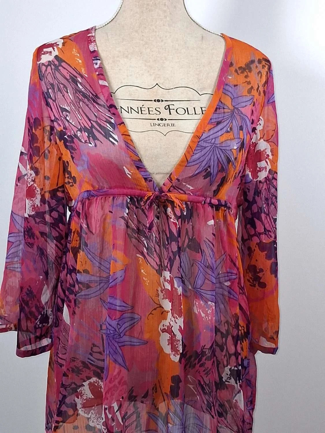 Tunique fluide transparente motifs psychédéliques – Taille unique (M/L) – Just Urban – taille M / 38 / 10 2