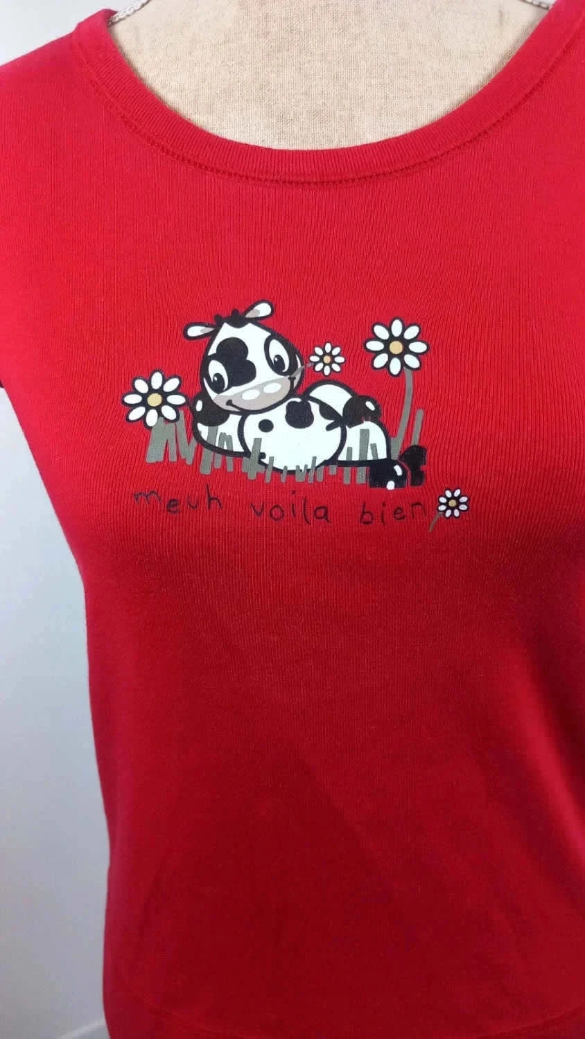 Tee-shirt Rouge Cache cache "Meuh Voilà Bien" - Taille 2 (M) – Cache Cache – taille M / 38 / 10 2