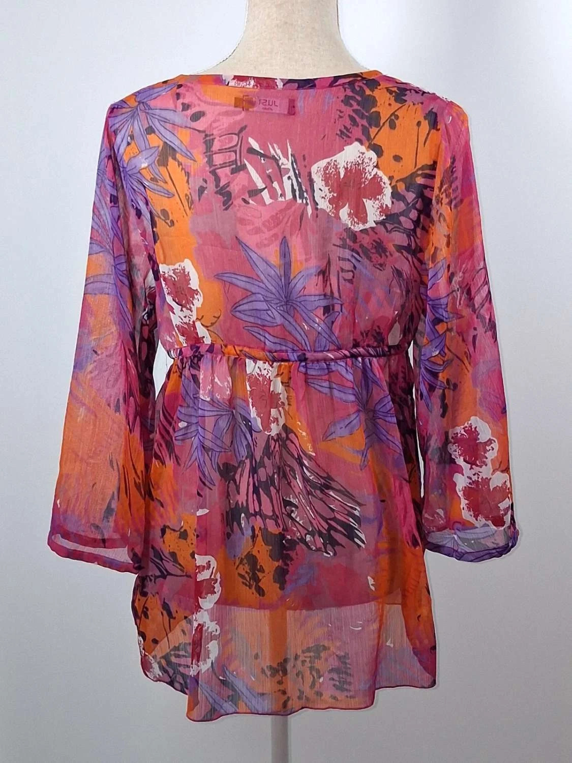Tunique fluide transparente motifs psychédéliques – Taille unique (M/L) – Just Urban – taille M / 38 / 10 5