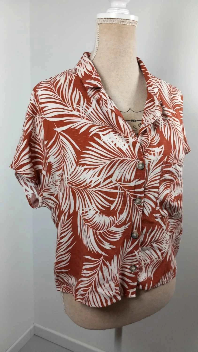 Petit Haut Fluide Primark - Taille 42 (XL) - Imprimé Tropical Terracotta & Blanc – Primark – taille XL / 42 / 14 2