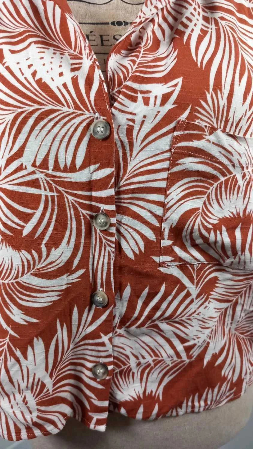 Petit Haut Fluide Primark - Taille 42 (XL) - Imprimé Tropical Terracotta & Blanc – Primark – taille XL / 42 / 14 3