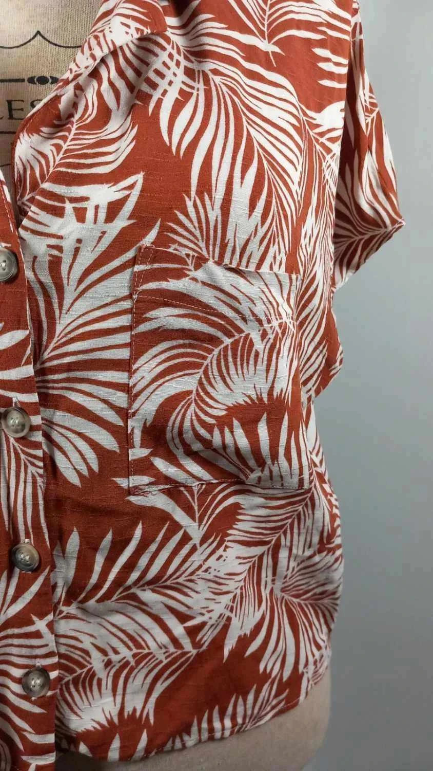 Petit Haut Fluide Primark - Taille 42 (XL) - Imprimé Tropical Terracotta & Blanc – Primark – taille XL / 42 / 14 4