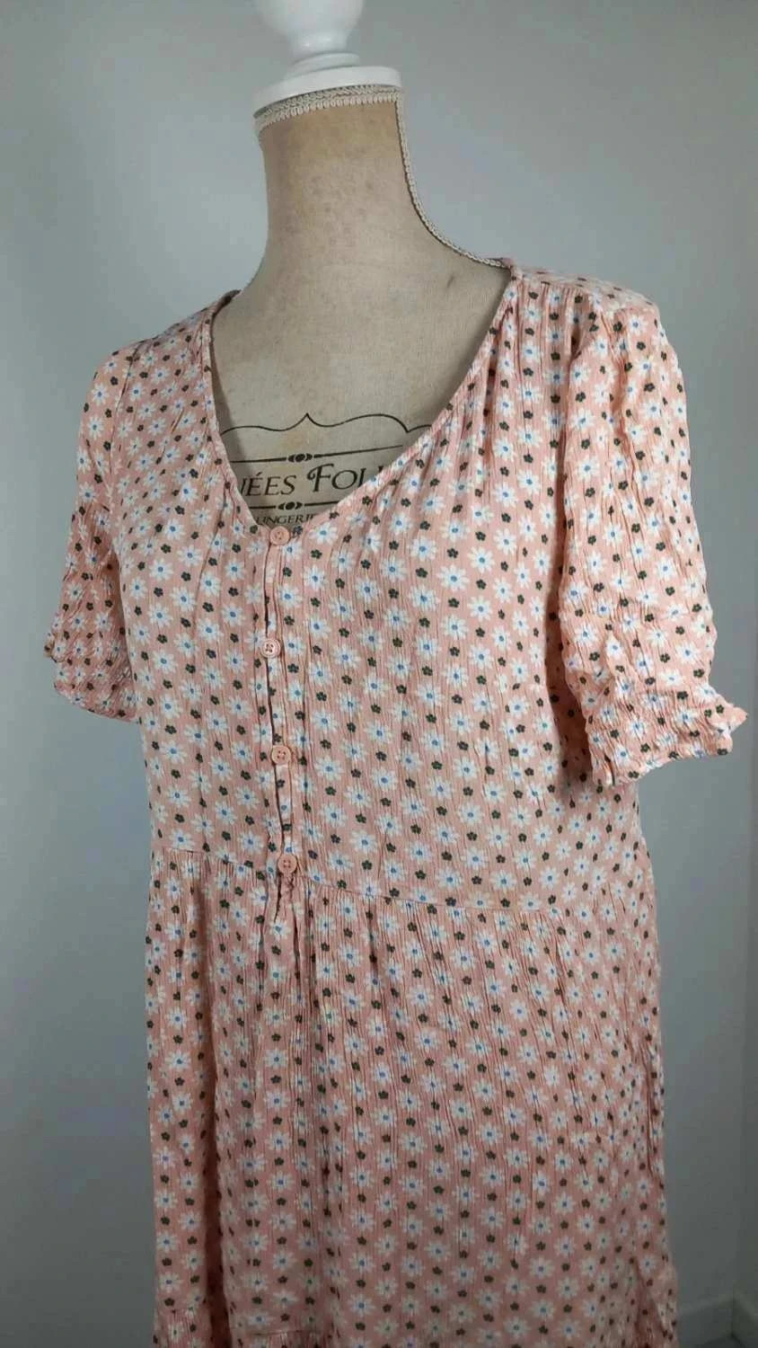 🌸 Robe Courte Fleurie Clockhouse T40 - Neuve - Style Bohème Rose & Blanc – Clockhouse – taille L / 40 / 12 2