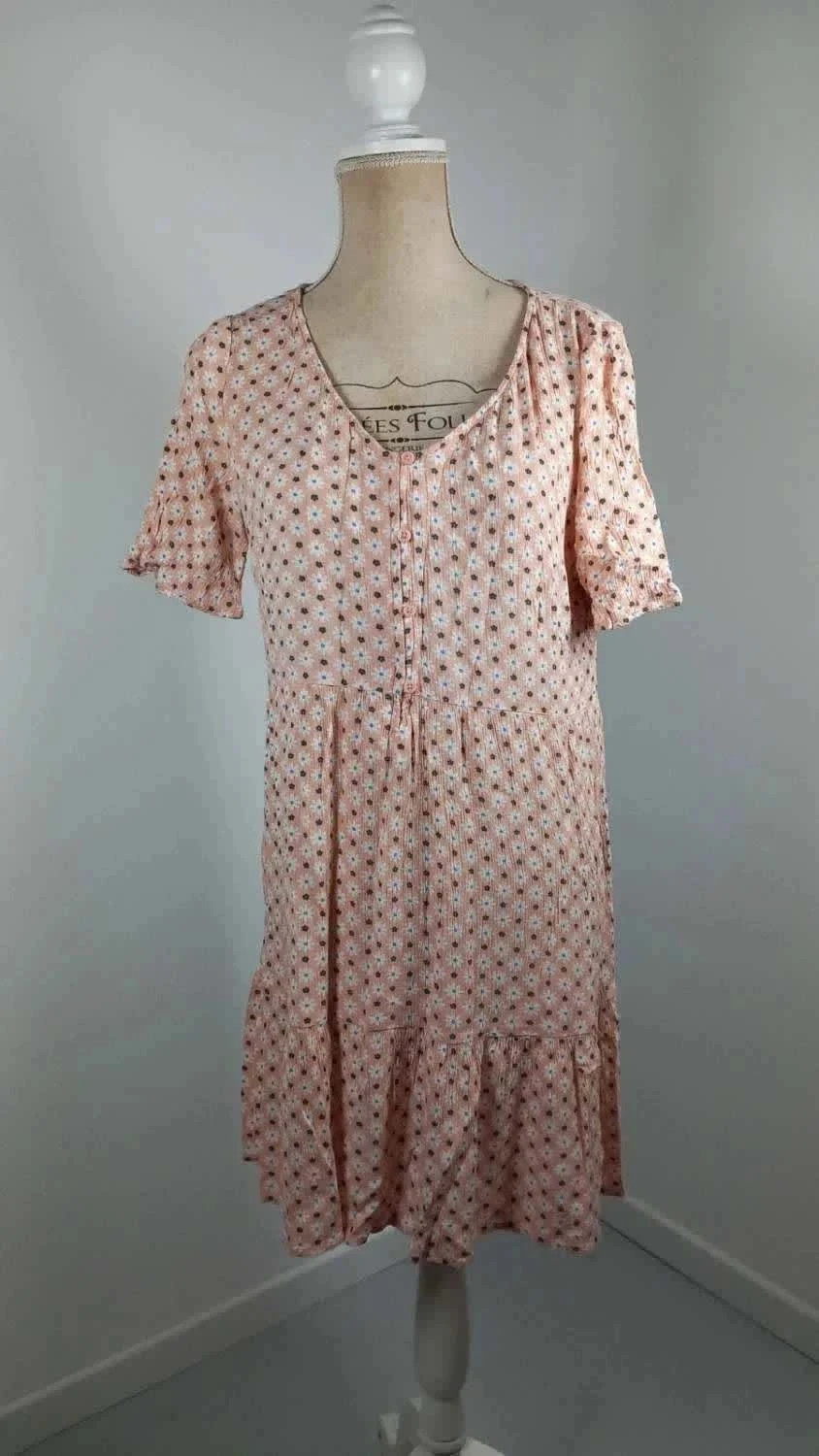 🌸 Robe Courte Fleurie Clockhouse T40 - Neuve - Style Bohème Rose & Blanc