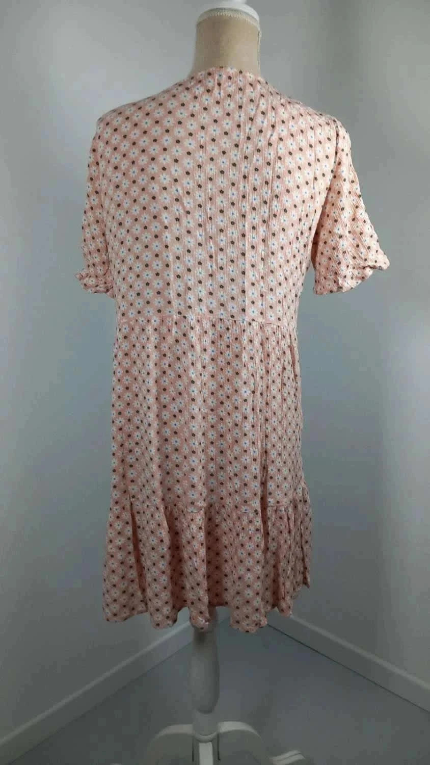 🌸 Robe Courte Fleurie Clockhouse T40 - Neuve - Style Bohème Rose & Blanc – Clockhouse – taille L / 40 / 12 4