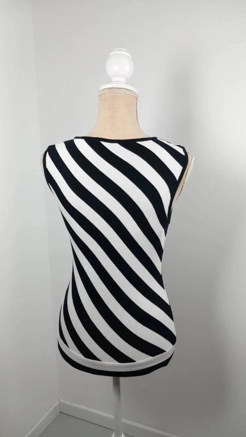 Débardeur Caroll Rayures Obliques Noir & Blanc - Taille 40 - État Neuf - Chic & Graphique – Caroll – taille L / 40 / 12 4