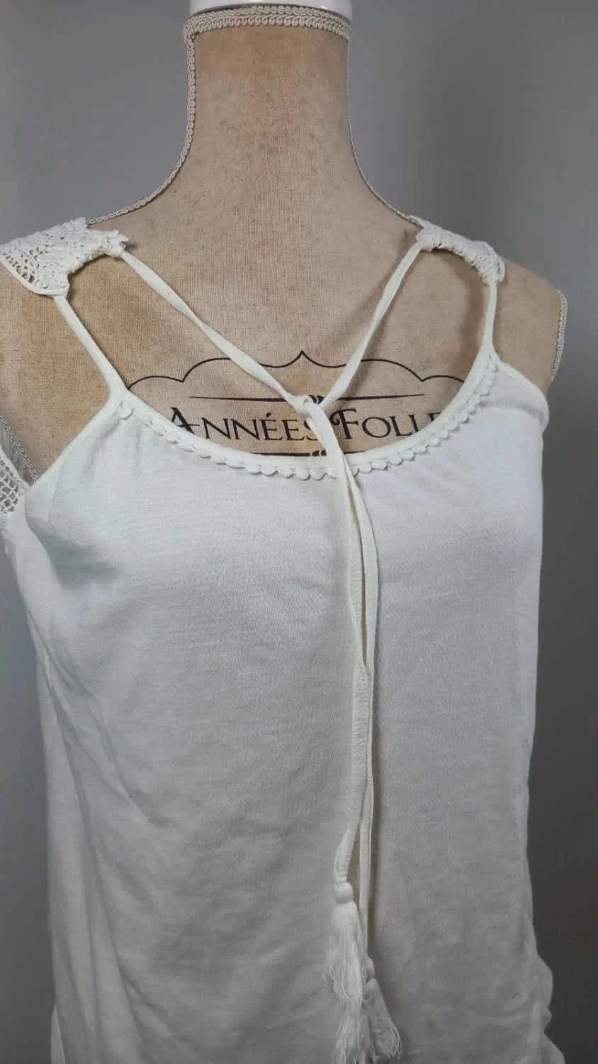 Débardeur O'neill Blanc Bohème - Taille S - Dentelle & Pompons – O'Neill – taille S / 36 / 8 2