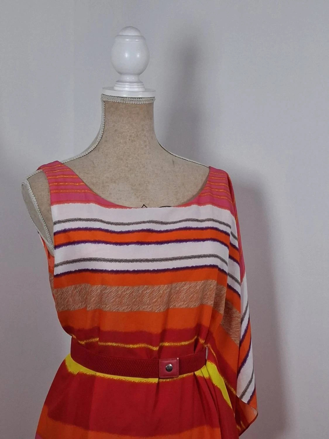 Robe Manoukian asymétrique orange rose jaune drapée M 38 – Manoukian – taille M / 38 / 10 3