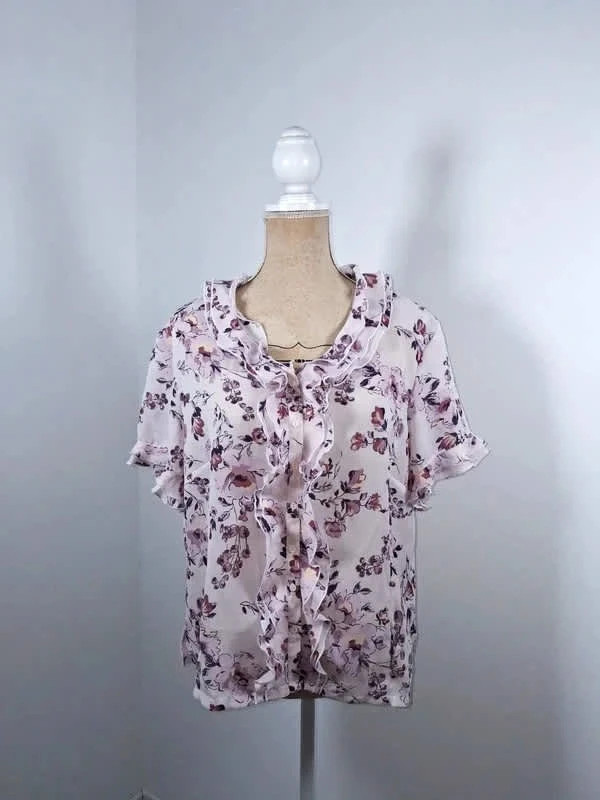 Blouse fluide fleurie rose et violette Daxon – Taille 46