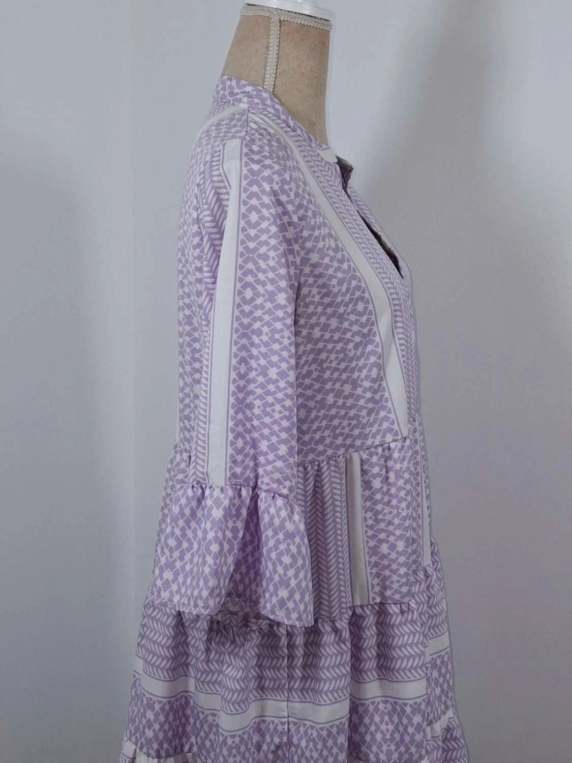 Robe bohème lilas et blanche Pigalle taille M à volants – Pigalle – taille M / 38 / 10 5