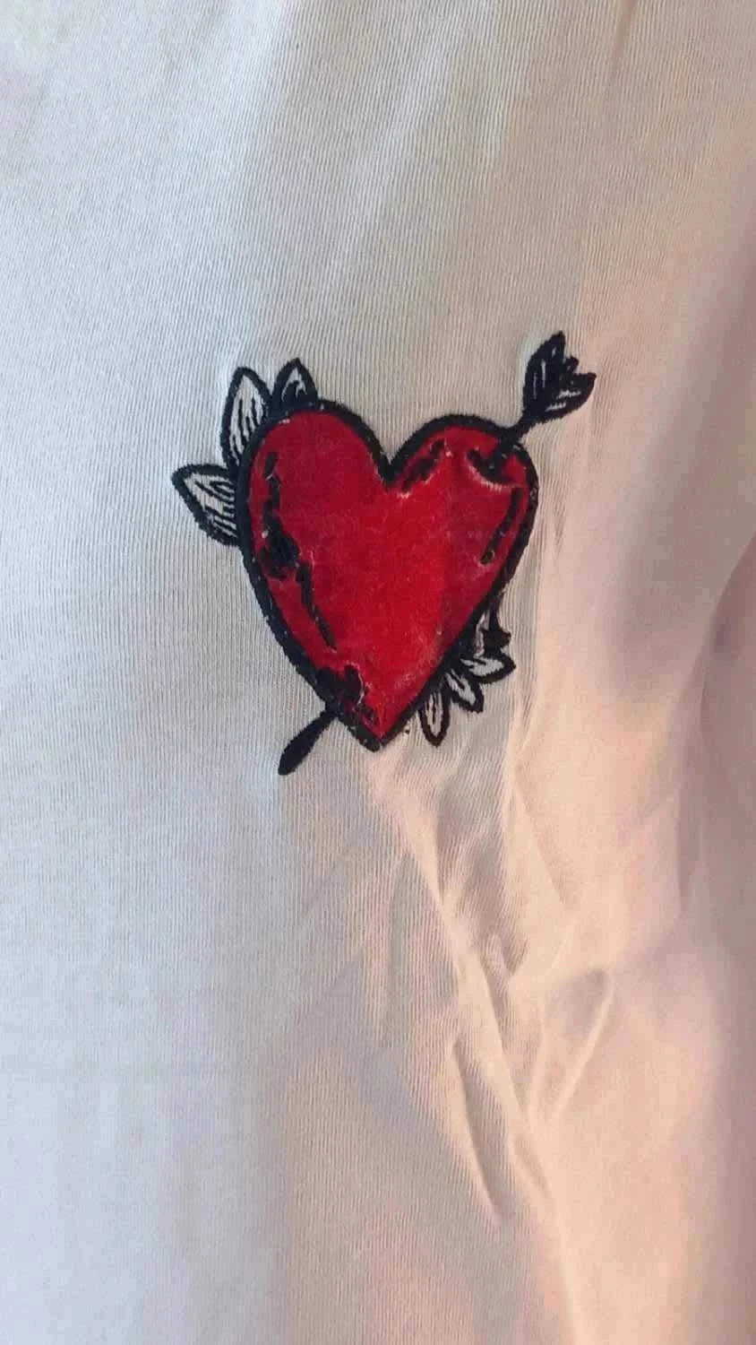 T shirt Blanc Pimkie Écusson Cœur Brodé neuf taille xs – Pimkie – taille XS / 34 / 6 5