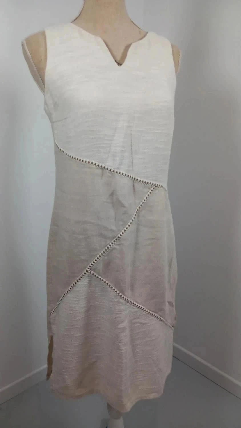 Robe 100% LIN Jacqueline Riu – Beige & Écru Taille 2 (38/40) – Jacqueline Riu – taille M / 38 / 10 2