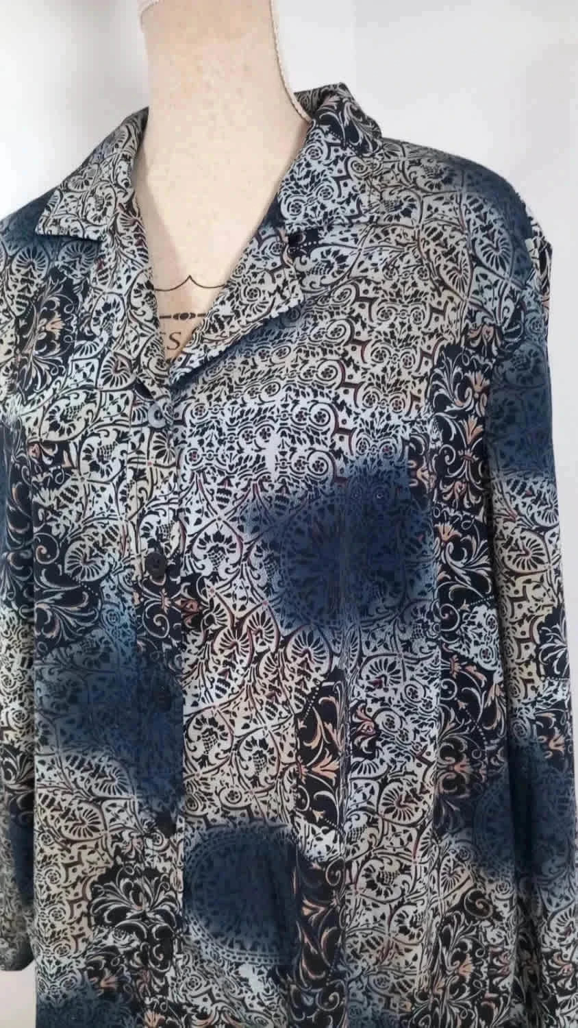 Chemise Vintage Ample Création Atelier GG T52 Jacquard Imprimé Rétro 80s/90s NEUVE – Vintage Dressing – taille 6XL / 52 / 24 2