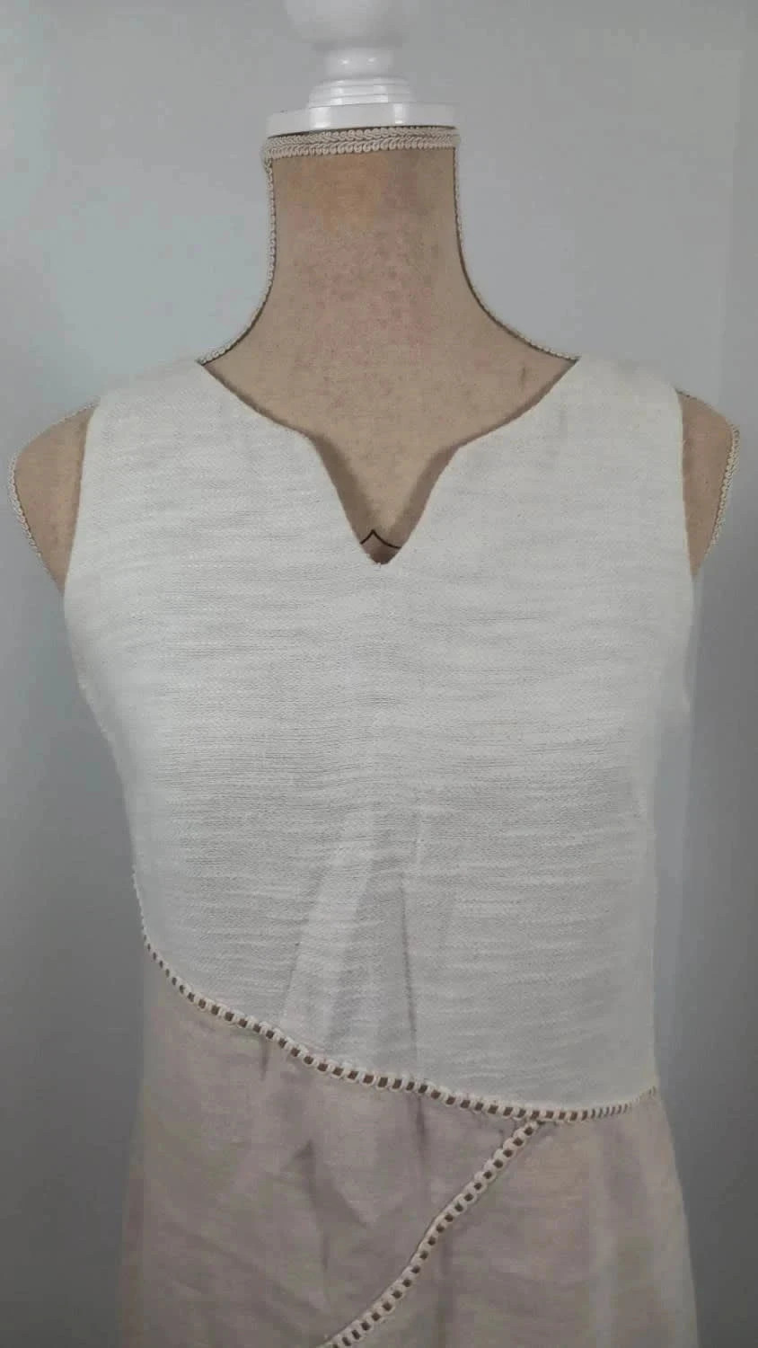 Robe 100% LIN Jacqueline Riu – Beige & Écru Taille 2 (38/40) – Jacqueline Riu – taille M / 38 / 10 3