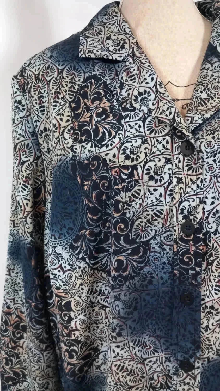 Chemise Vintage Ample Création Atelier GG T52 Jacquard Imprimé Rétro 80s/90s NEUVE – Vintage Dressing – taille 6XL / 52 / 24 3