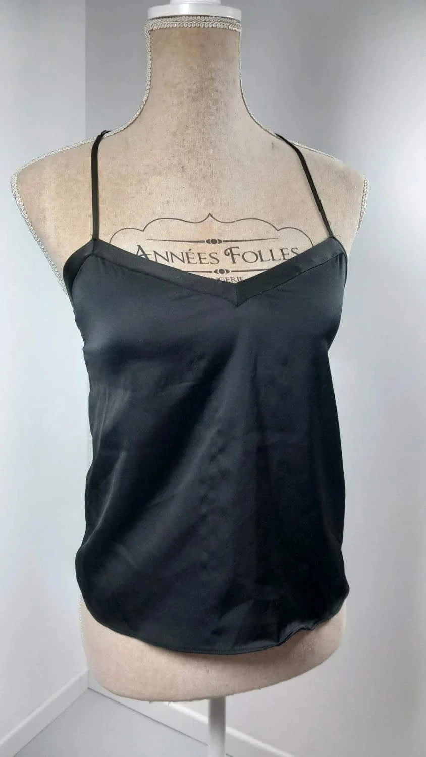 Caraco Satiné Noir Etam – Dos Dentelle Spectaculaire – Neuf – Taille XS – Etam – taille XS / 34 / 6 2