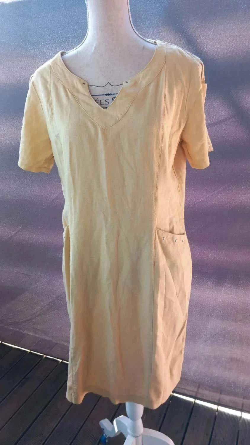 Robe en Lin Christine Laure Jaune Pastel & Détails Chic taille 40 – Christine Laure – taille L / 40 / 12 2