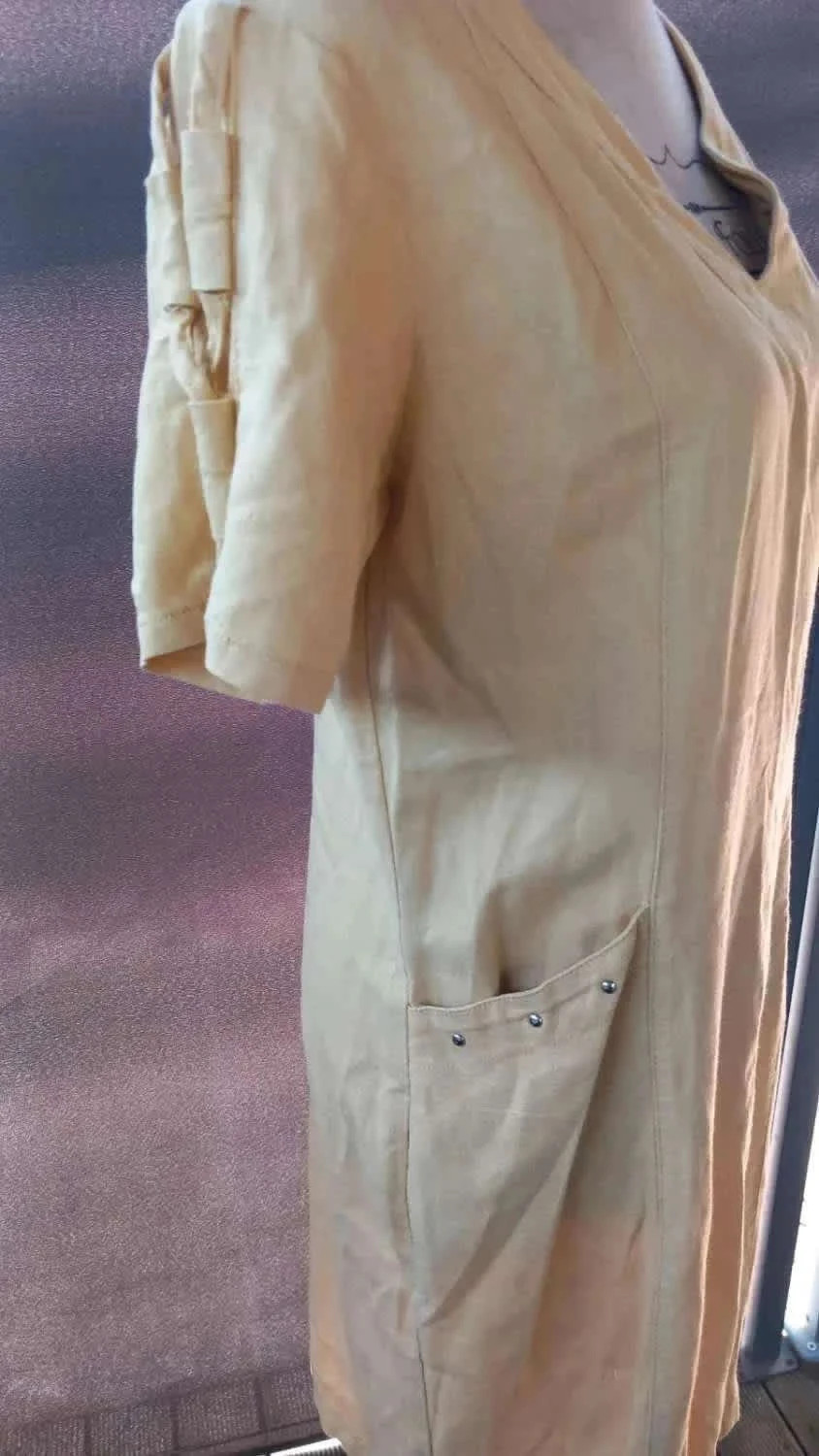 Robe en Lin Christine Laure Jaune Pastel & Détails Chic taille 40 – Christine Laure – taille L / 40 / 12 5
