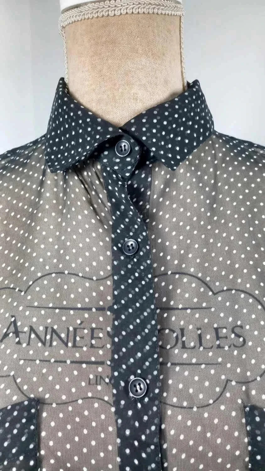 Chemisier Voile Transparent Noir à Pois - Taille 34/36 (S) - Style Vintage Chic & Plumetis – taille S / 36 / 8 2