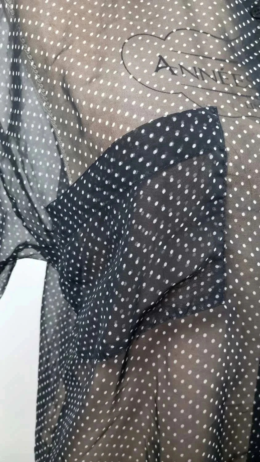 Chemisier Voile Transparent Noir à Pois - Taille 34/36 (S) - Style Vintage Chic & Plumetis – taille S / 36 / 8 3