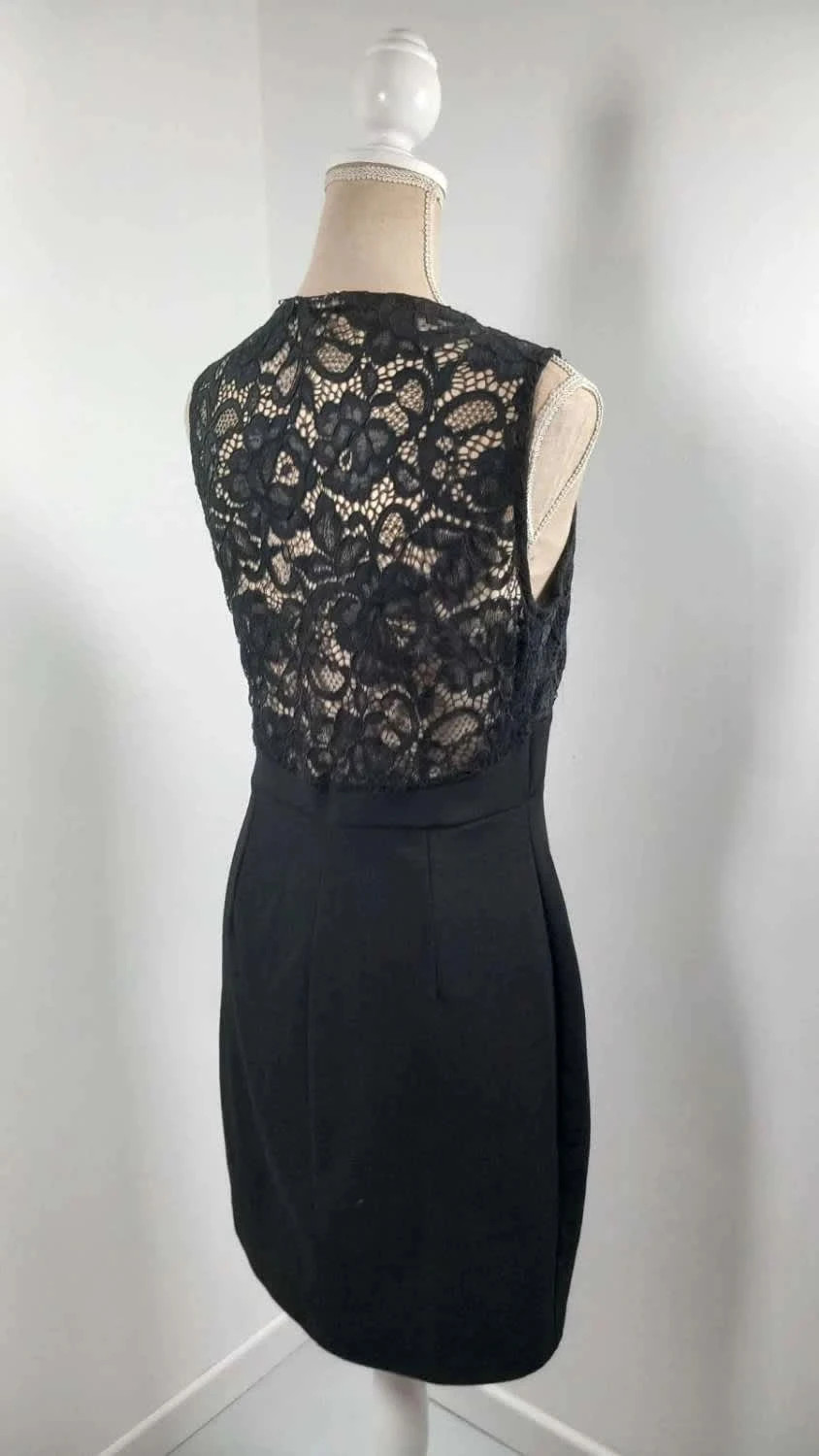 Robe Noire Chic Naf Naf – Dentelle Florale & Dos Travaillé – Taille 40 – Naf Naf – taille L / 40 / 12 5
