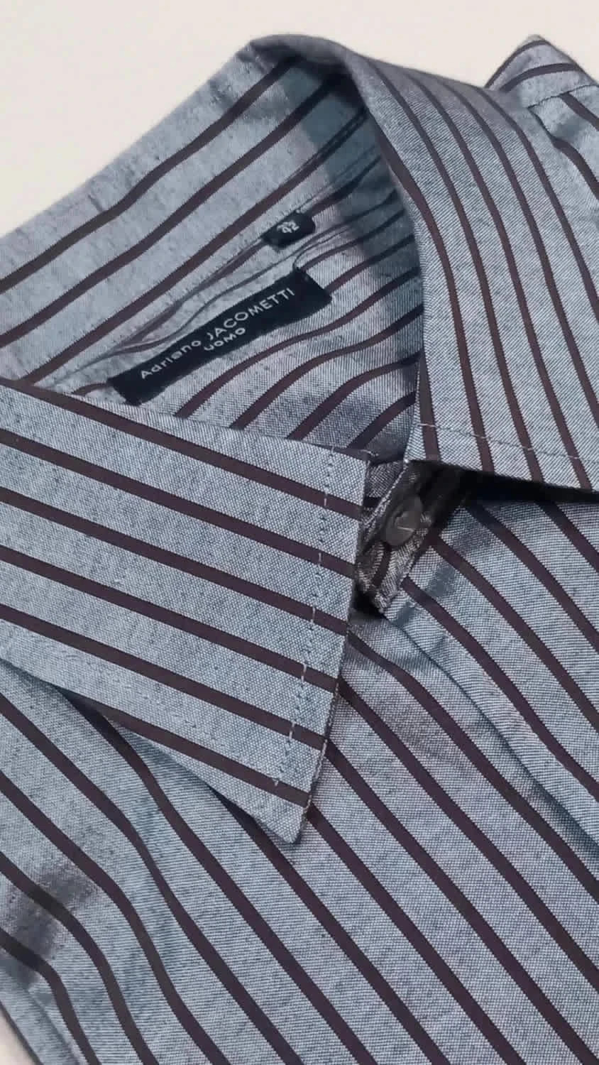 Chemise Homme Adriano Jacometti T. 41/42 - Neuve Rayures Gris/Marron – Adriano Jacometti – taille L 3