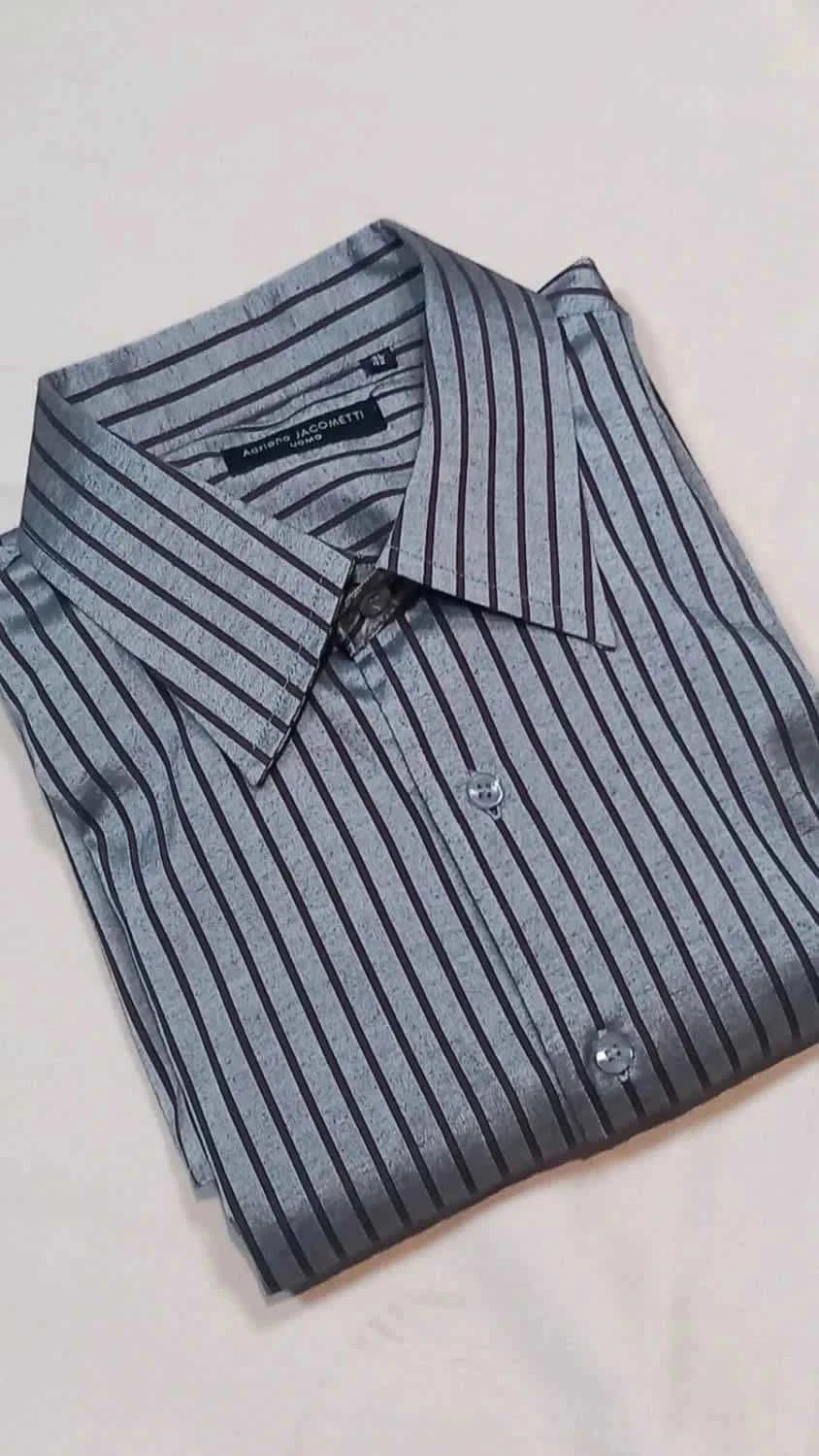 Chemise Homme Adriano Jacometti T. 41/42 - Neuve Rayures Gris/Marron – Adriano Jacometti – taille L 2