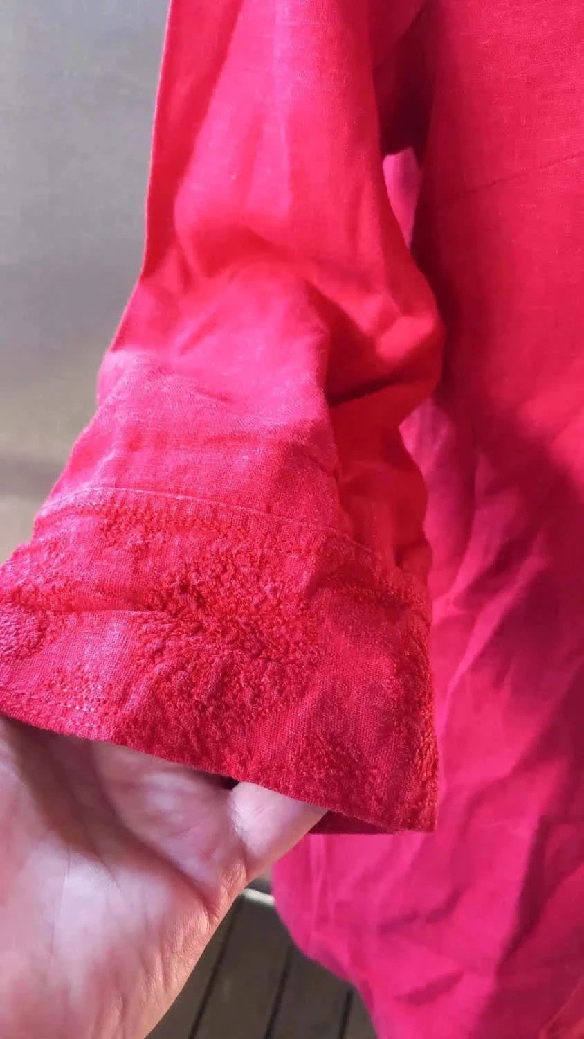 🌺 Tunique Bohème 100% Lin Rouge Éclatant – Taille 40 – taille L / 40 / 12 5