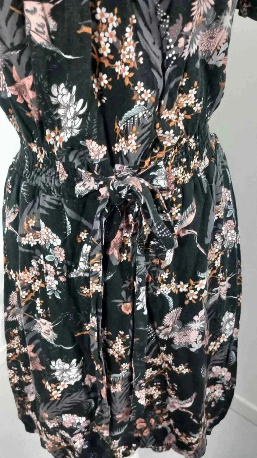 Robe Fleurie GÉMO Noire Style Bohème - Taille 36 (S) - Épaules Dénudées - État Impeccable – Gémo – taille S / 36 / 8 4