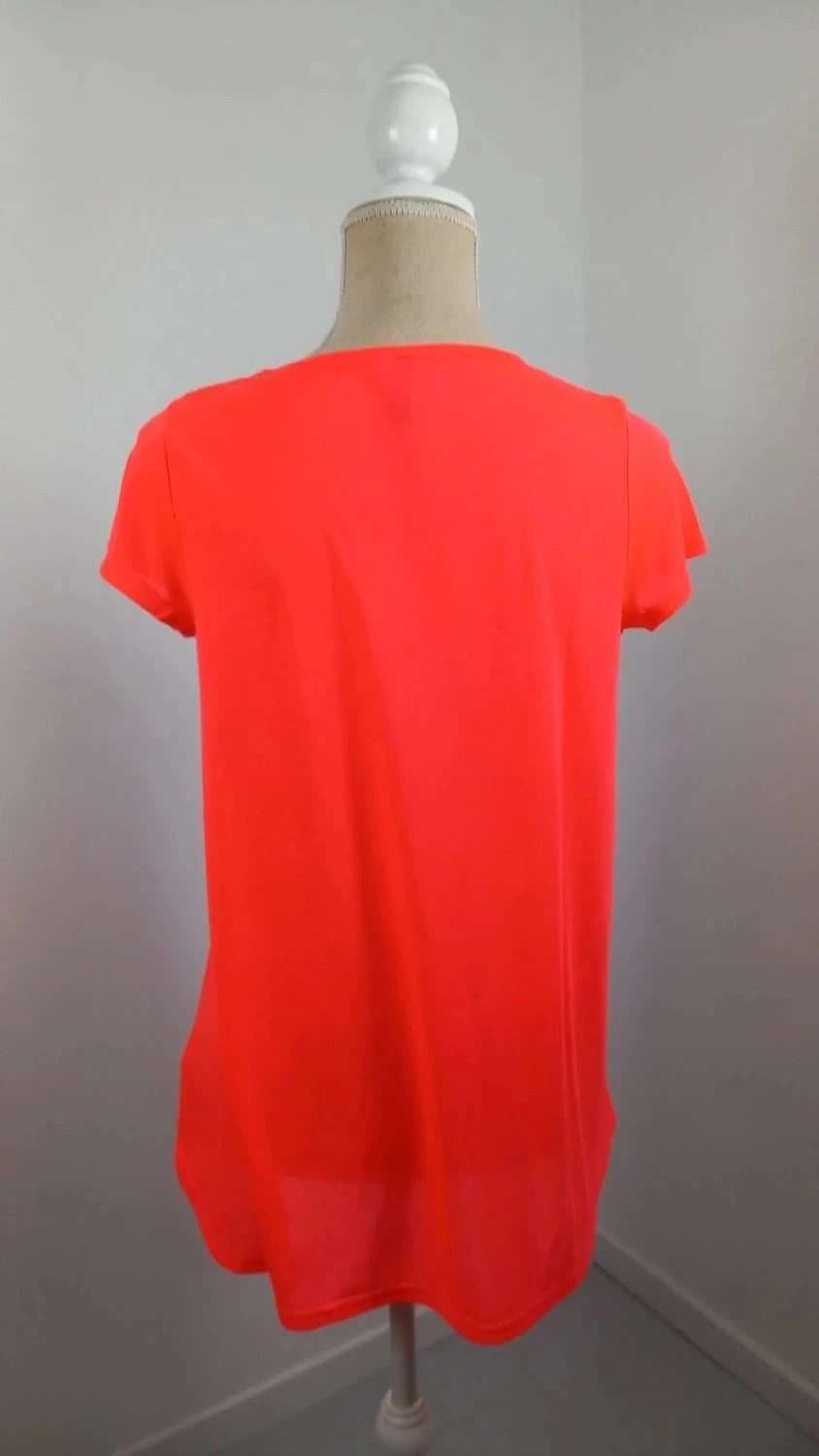 Tee-shirt Fluo Corail H&M Divided - Coupe Asymétrique - Neuf - Taille 38 – H&M Divided – taille M / 38 / 10 4