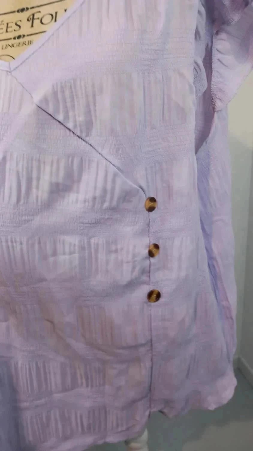 chemisette cache-cœur lilas 5xl 54 voir 56 - neuve sans étiquette - texture gaufrée – taille 7XL / 54 / 26 4