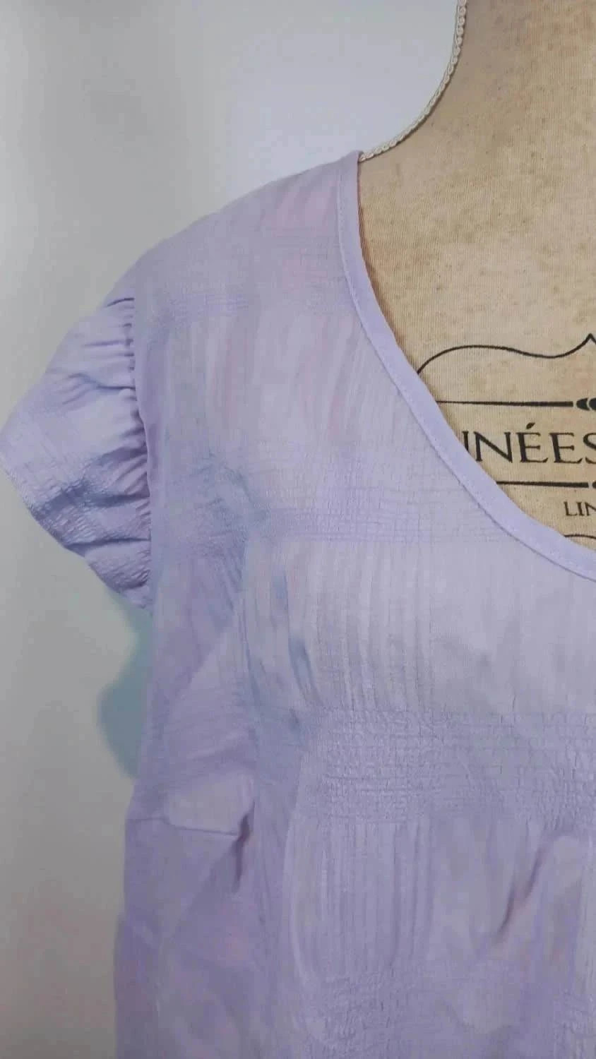 chemisette cache-cœur lilas 5xl 54 voir 56 - neuve sans étiquette - texture gaufrée – taille 7XL / 54 / 26 3