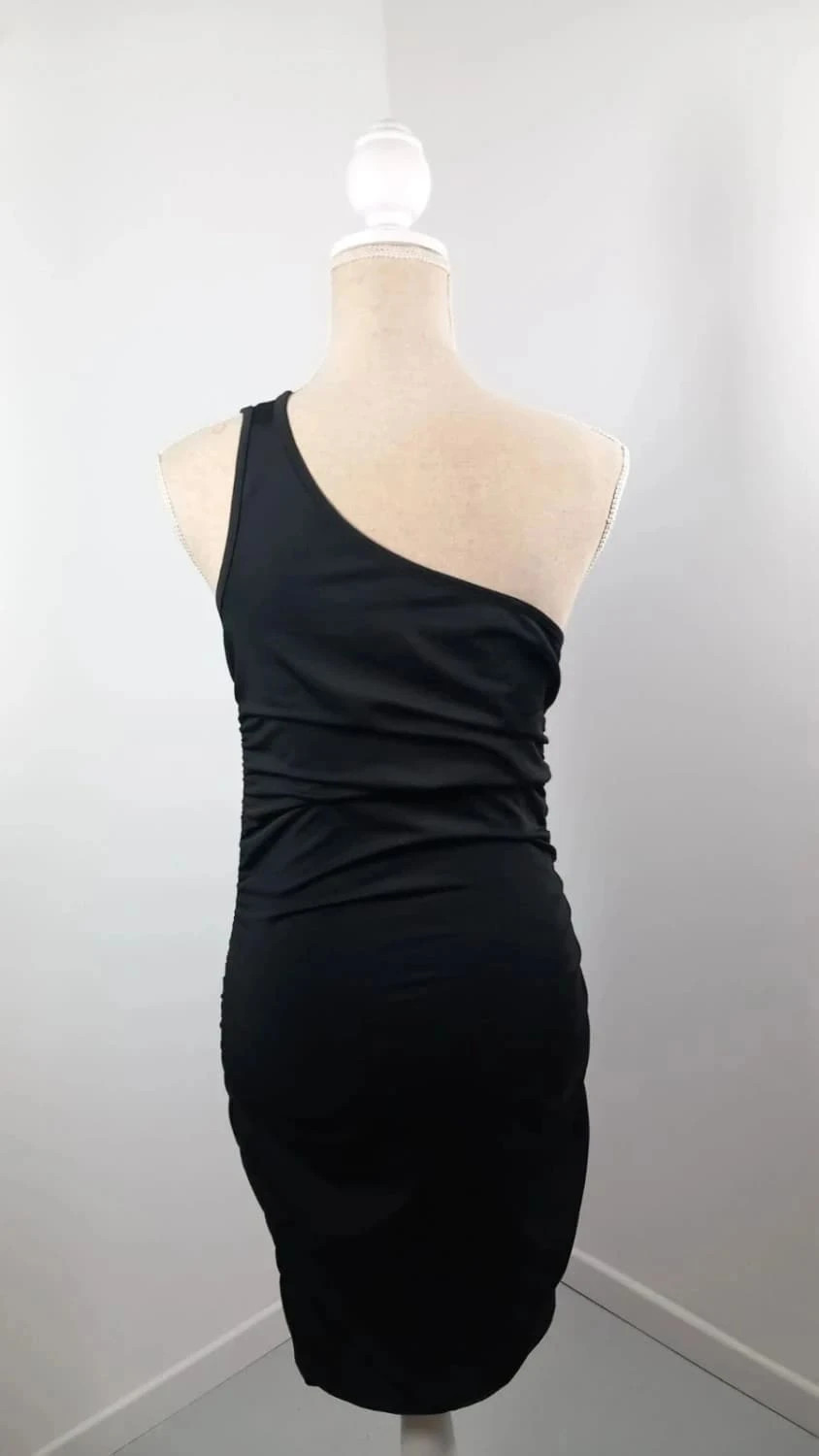 Robe de Soirée Asymétrique Noire – Fronces Latérales – Neuve – Taille L (40/42) – Shein – taille L / 40 / 12 5
