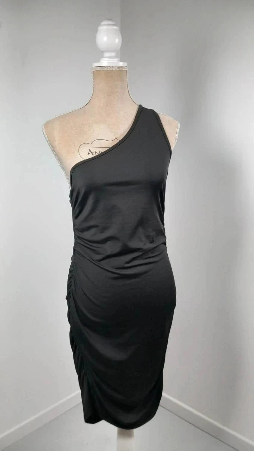 Robe de Soirée Asymétrique Noire – Fronces Latérales – Neuve – Taille L (40/42) – Shein – taille L / 40 / 12