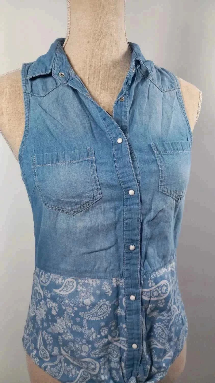 Chemise Jean Sans Manches Jennyfer– Détails Paisley – Taille S – Très Bon État – Jennyfer – taille S / 36 / 8 2