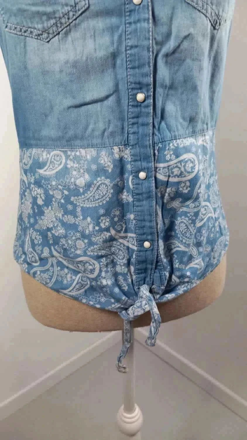 Chemise Jean Sans Manches Jennyfer– Détails Paisley – Taille S – Très Bon État – Jennyfer – taille S / 36 / 8 3