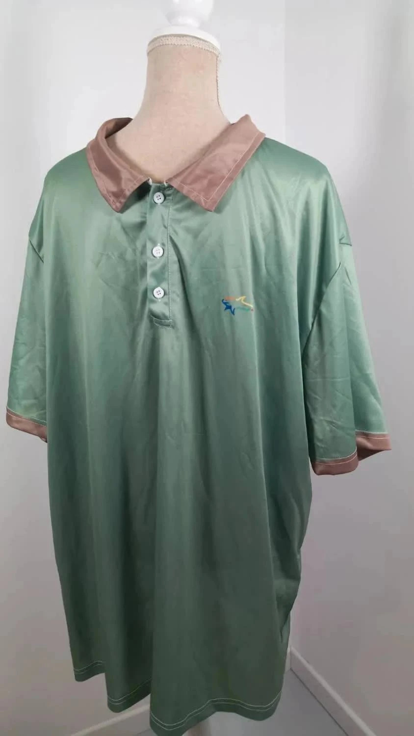 Polo Homme Neuf 4XL - Vert Sapin & Col Satiné Beige - Golf / Décontracté – taille 4XL 2