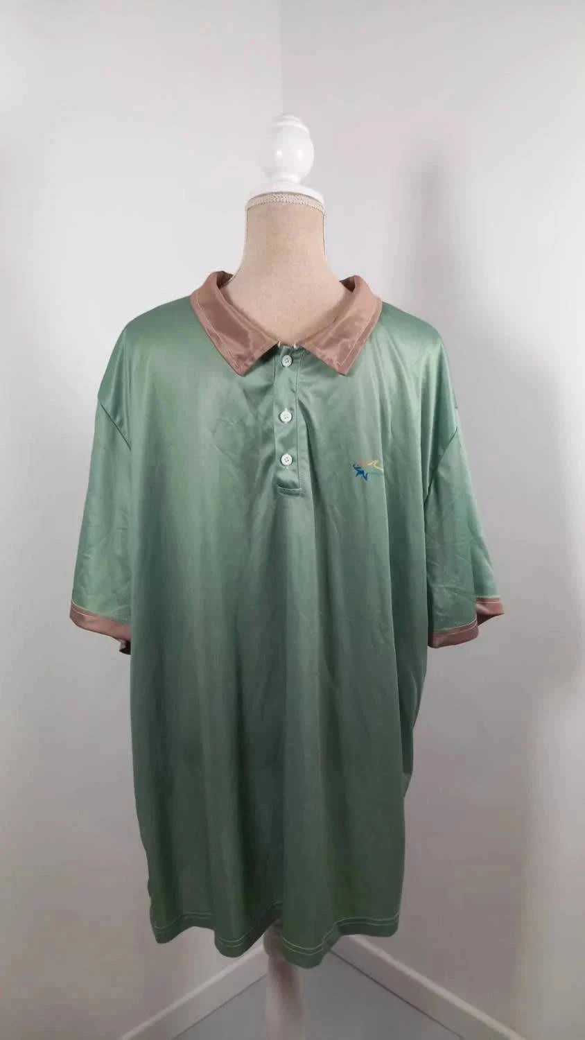 Polo Homme Neuf 4XL - Vert Sapin & Col Satiné Beige - Golf / Décontracté – taille 4XL