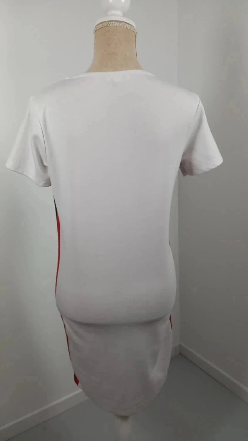 Robe T-shirt Blanche Jennyfer - Bandes Latérales Sporty Chic - Taille L (40) - Très Bon État – Jennyfer – taille L / 40 / 12 4