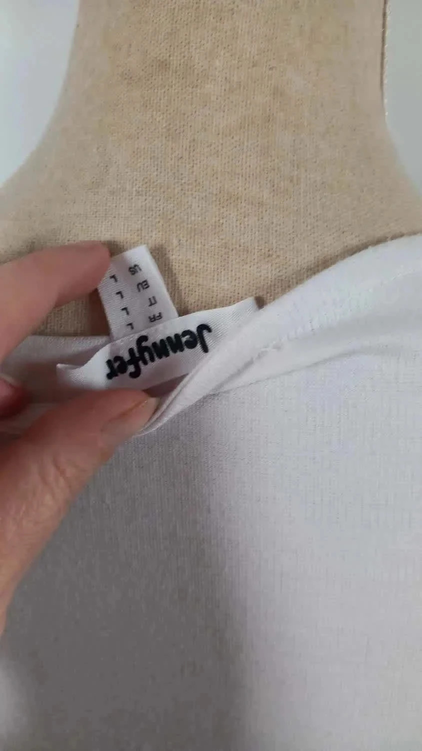 Robe T-shirt Blanche Jennyfer - Bandes Latérales Sporty Chic - Taille L (40) - Très Bon État – Jennyfer – taille L / 40 / 12 5