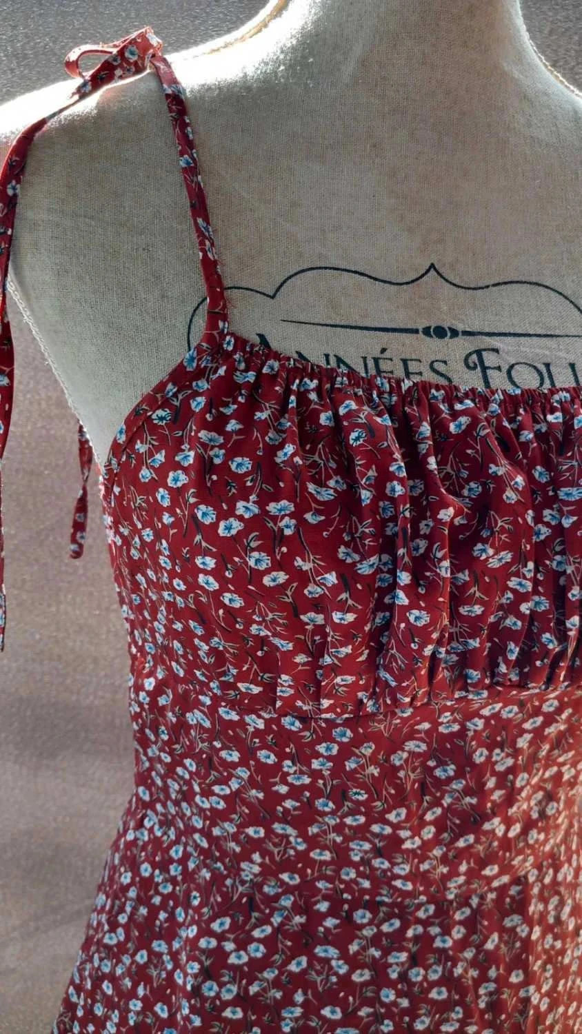 Robe Courte Fleurie à Bretelles Nouées - Shein - Taille S – Shein – taille S / 36 / 8 5