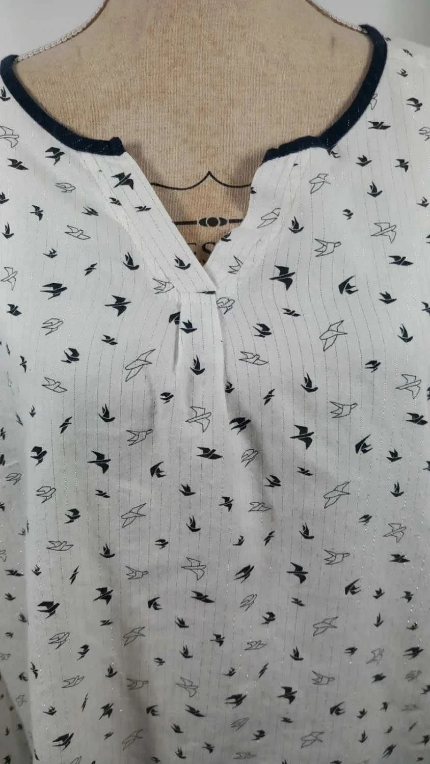 Tunique Terre de marins Blanche Motifs Hirondelles Taille 44 - Très Bon État – Terre de Marins – taille XXL / 44 / 16 3