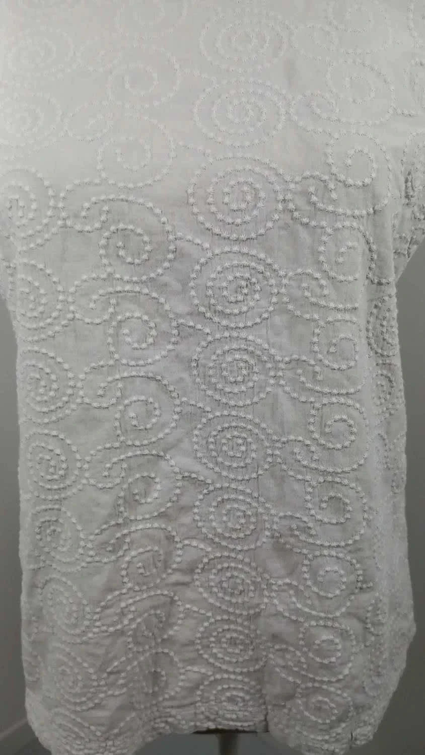T-shirt ZAMBA Blanc Brodé Texturé Taille 3 (L) - Très Bon État - Chic & Bohème – Zamba – taille L / 40 / 12 3