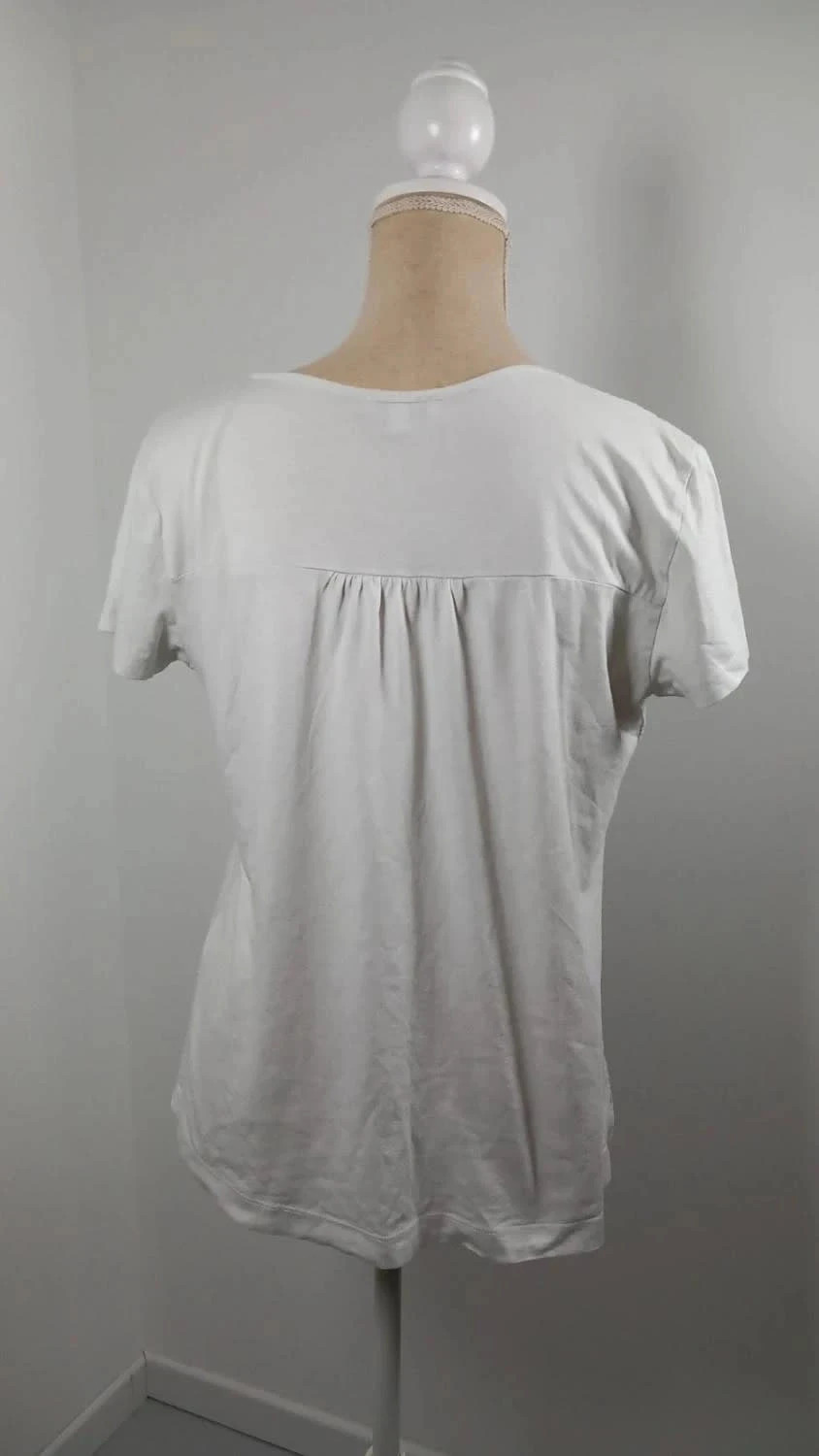 T-shirt ZAMBA Blanc Brodé Texturé Taille 3 (L) - Très Bon État - Chic & Bohème – Zamba – taille L / 40 / 12 4