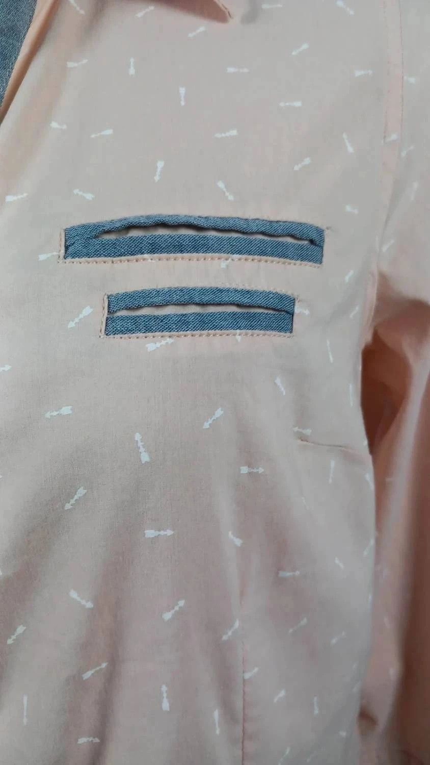 Chemise C'est beau la vie ! Saumon/Corail - Taille 40 - NEUF - Détails Chambray – C'est beau la vie – taille L / 40 / 12 4