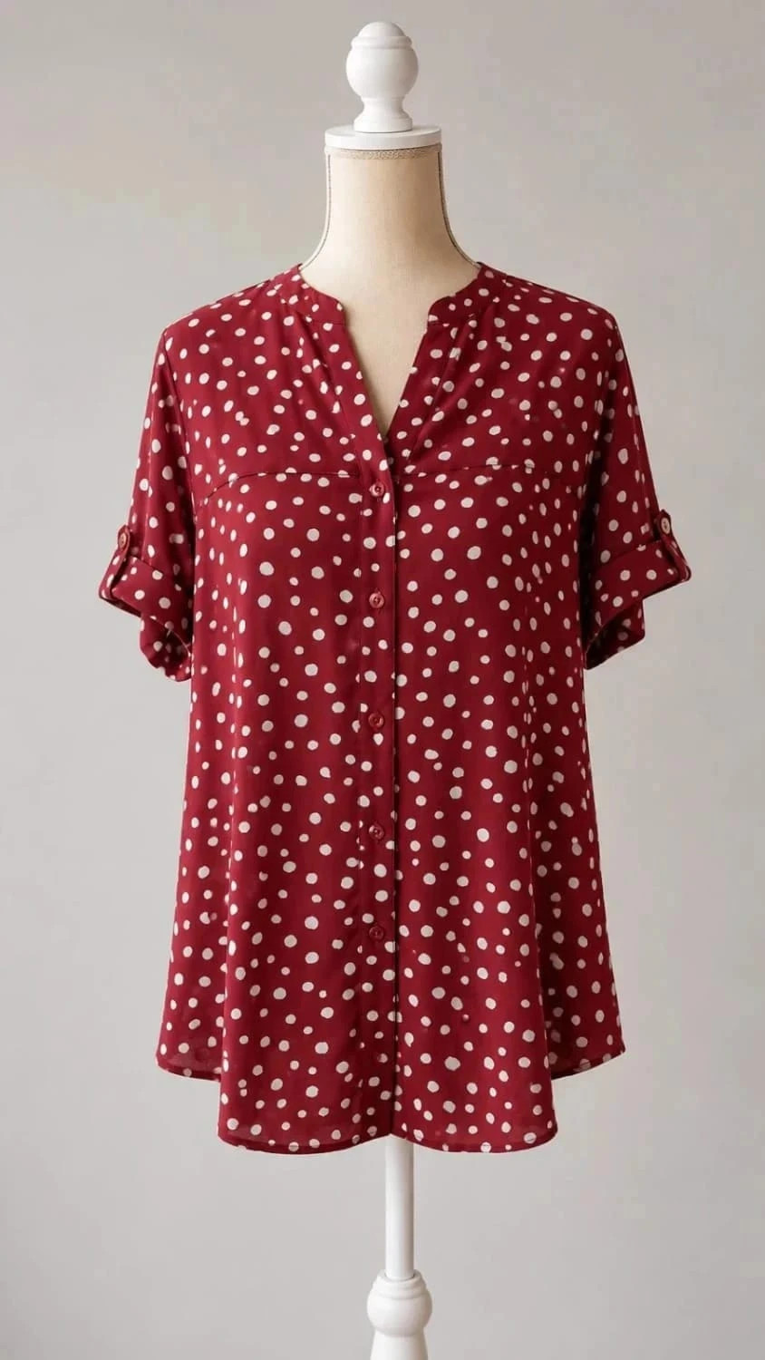 Chemise Fluide Primark Terracotta à Pois Blancs - Taille 38 - Neuve
