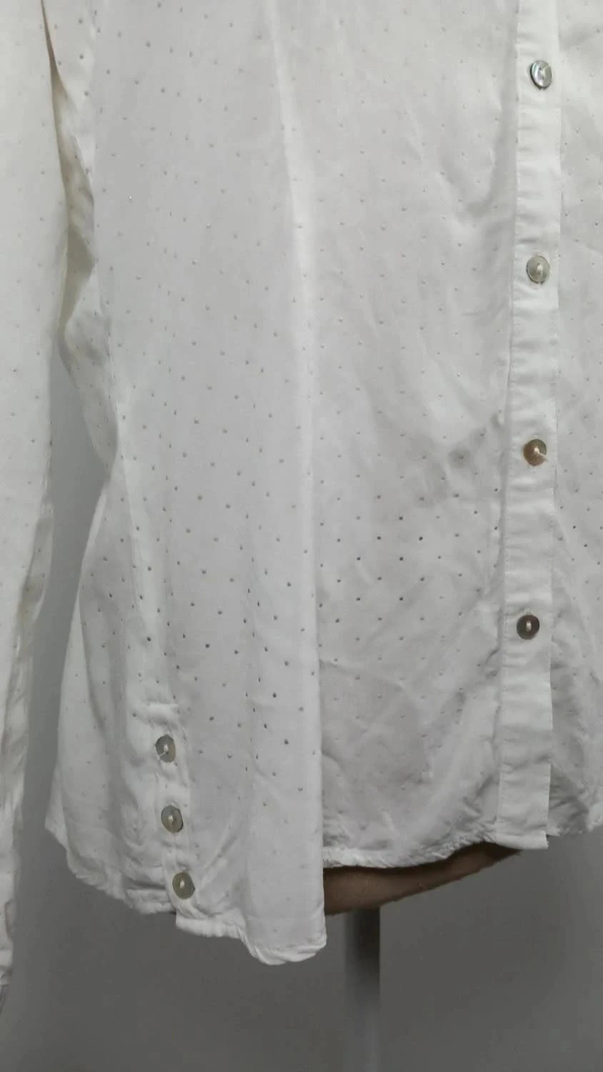 Chemise Miss captain Blanche Plumetis & Nacre - Taille 38 - Très Bon État – Miss Captain – taille M / 38 / 10 3