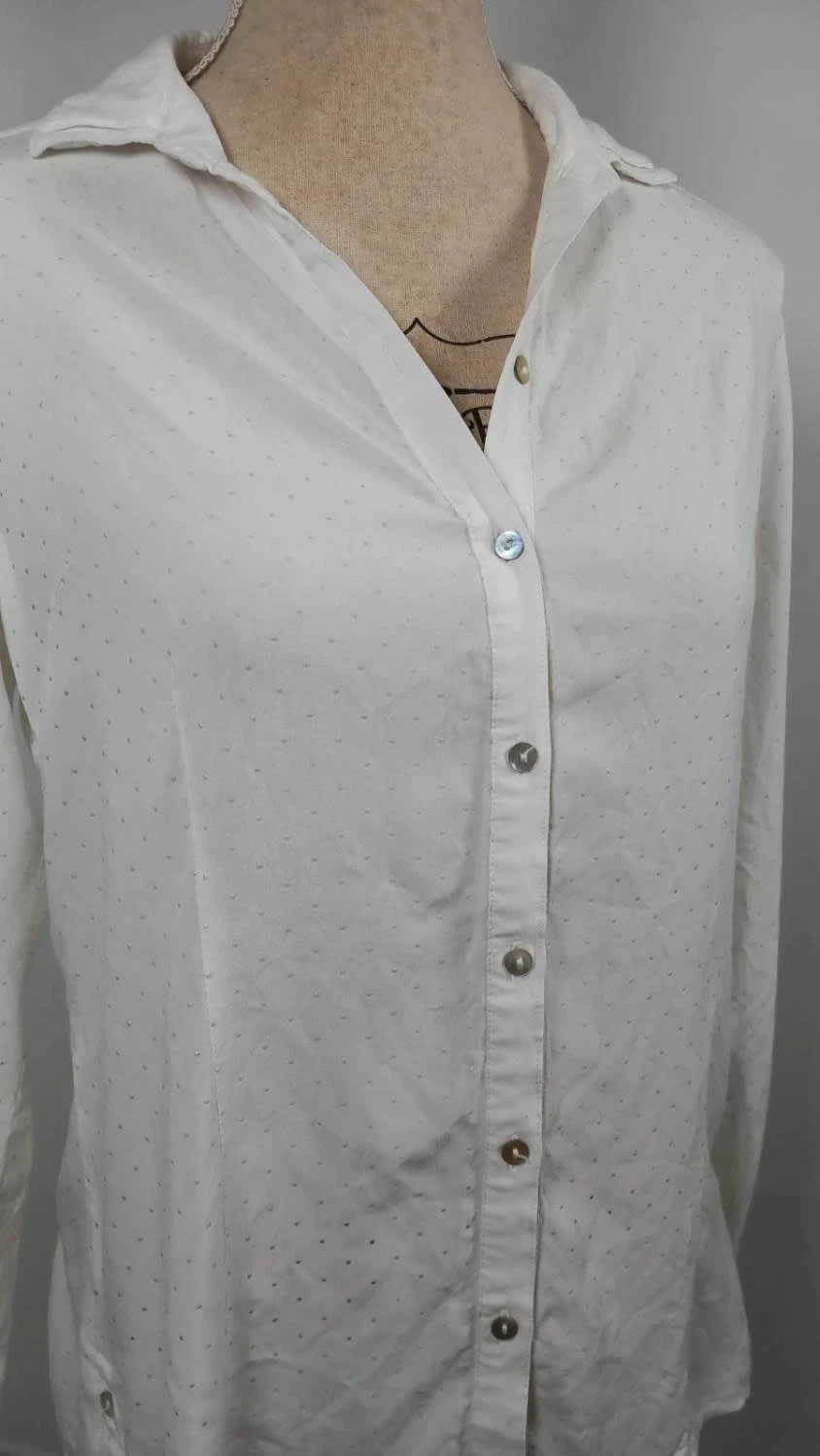 Chemise Miss captain Blanche Plumetis & Nacre - Taille 38 - Très Bon État – Miss Captain – taille M / 38 / 10 2