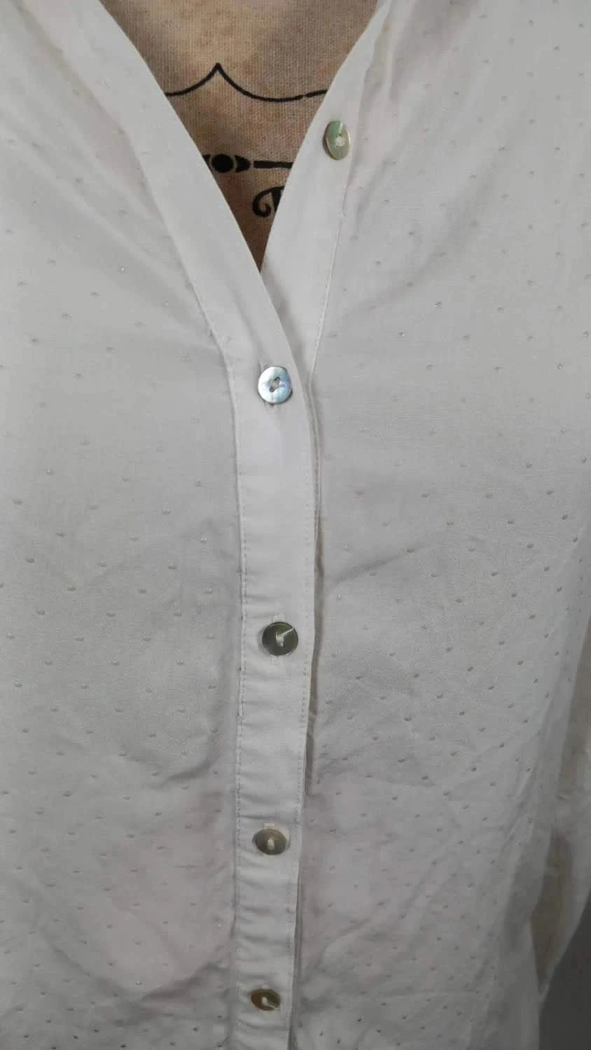 Chemise Miss captain Blanche Plumetis & Nacre - Taille 38 - Très Bon État – Miss Captain – taille M / 38 / 10 4