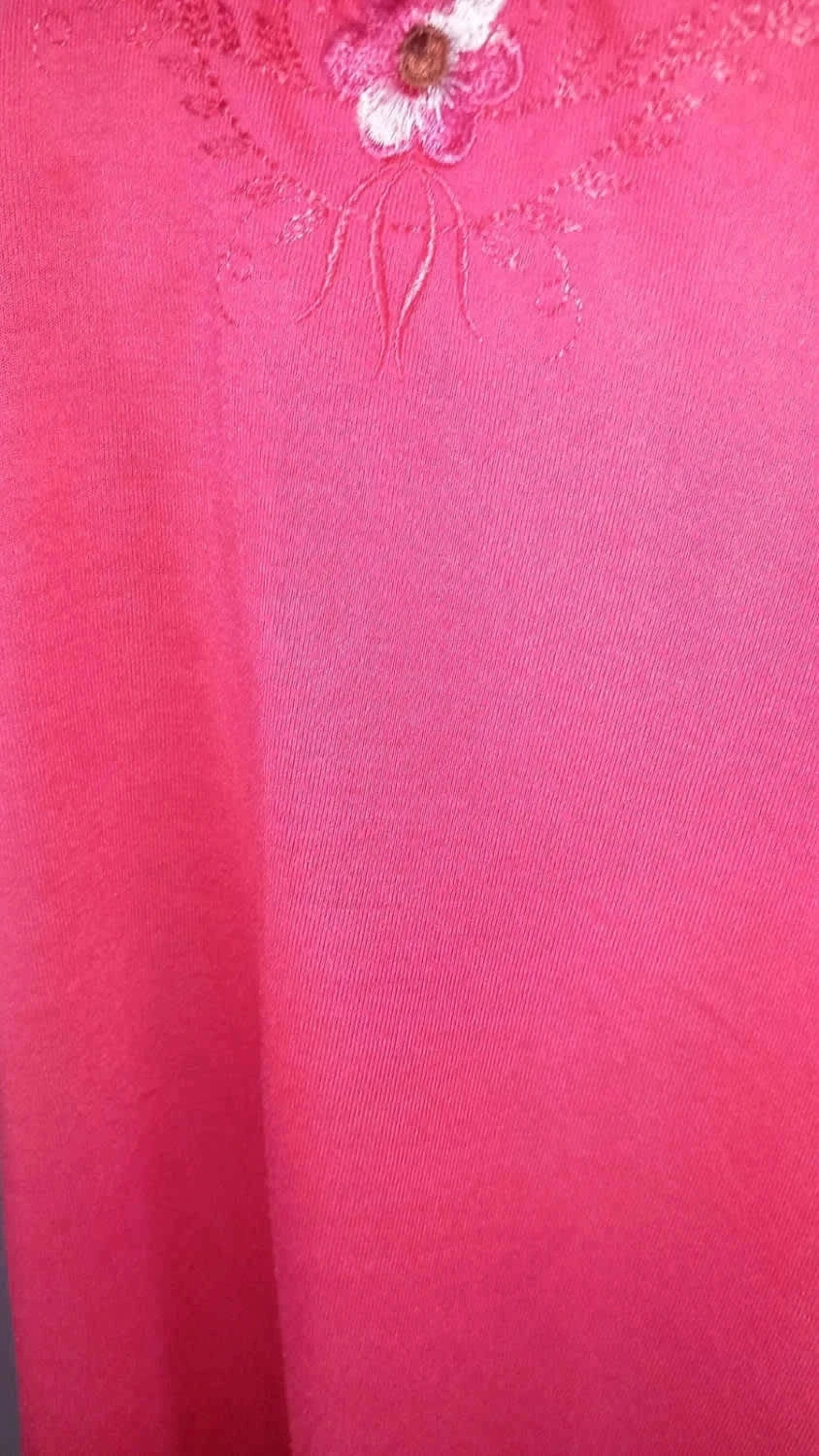 Joli Tee-shirt Manches Courtes Corail/Rose - "Hoang Collection" XXXXL - Broderies Fleurie – Vintage Dressing – taille 7XL / 54 / 26 4
